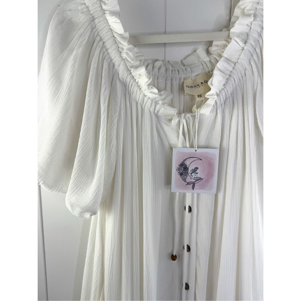 NWT Coven & Co White Milkmaid Dress Size XS Lagenlook Maternity - Picture 6 of 13